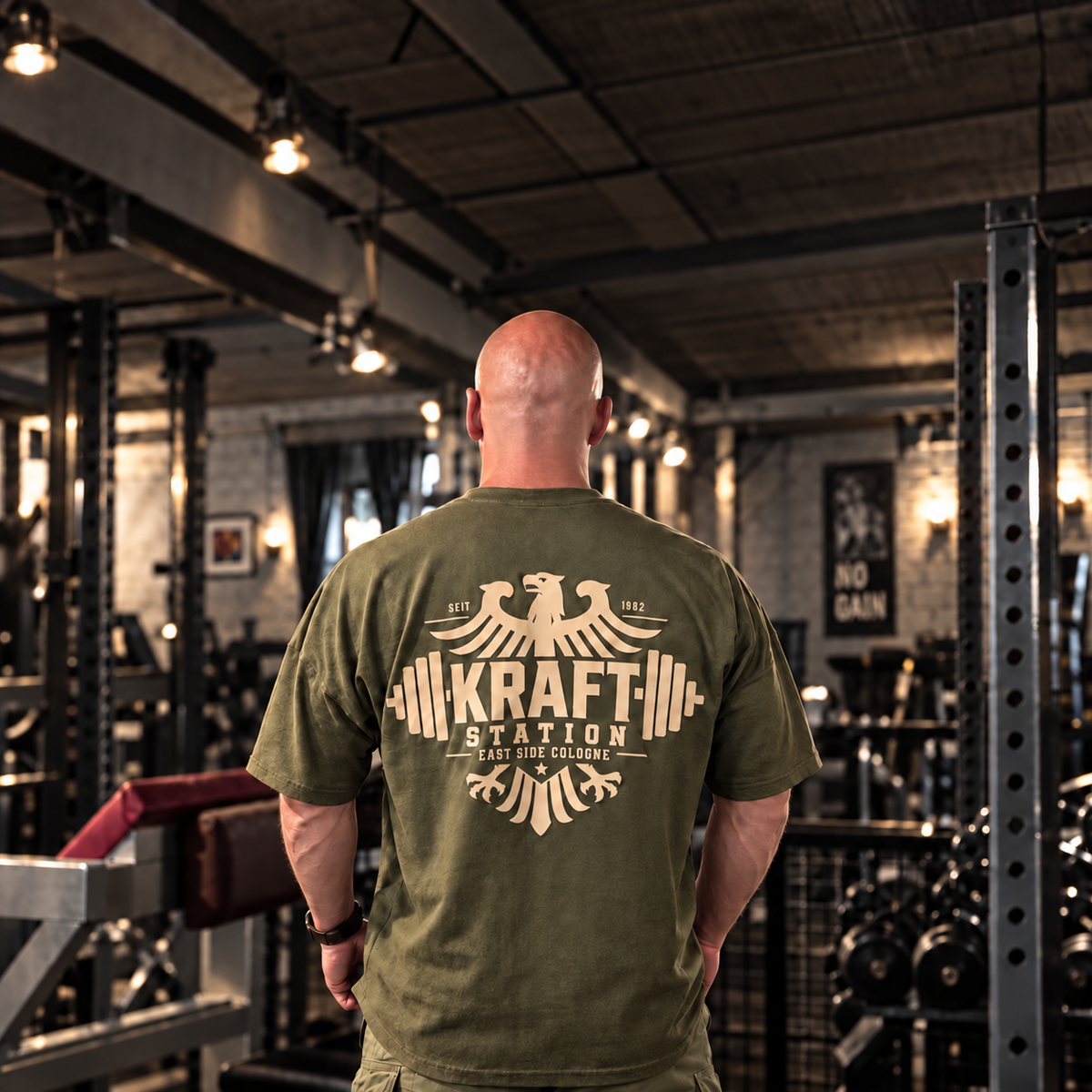 Kraft Station Oversize T-Shirt „East Side Cologne“ – Olive