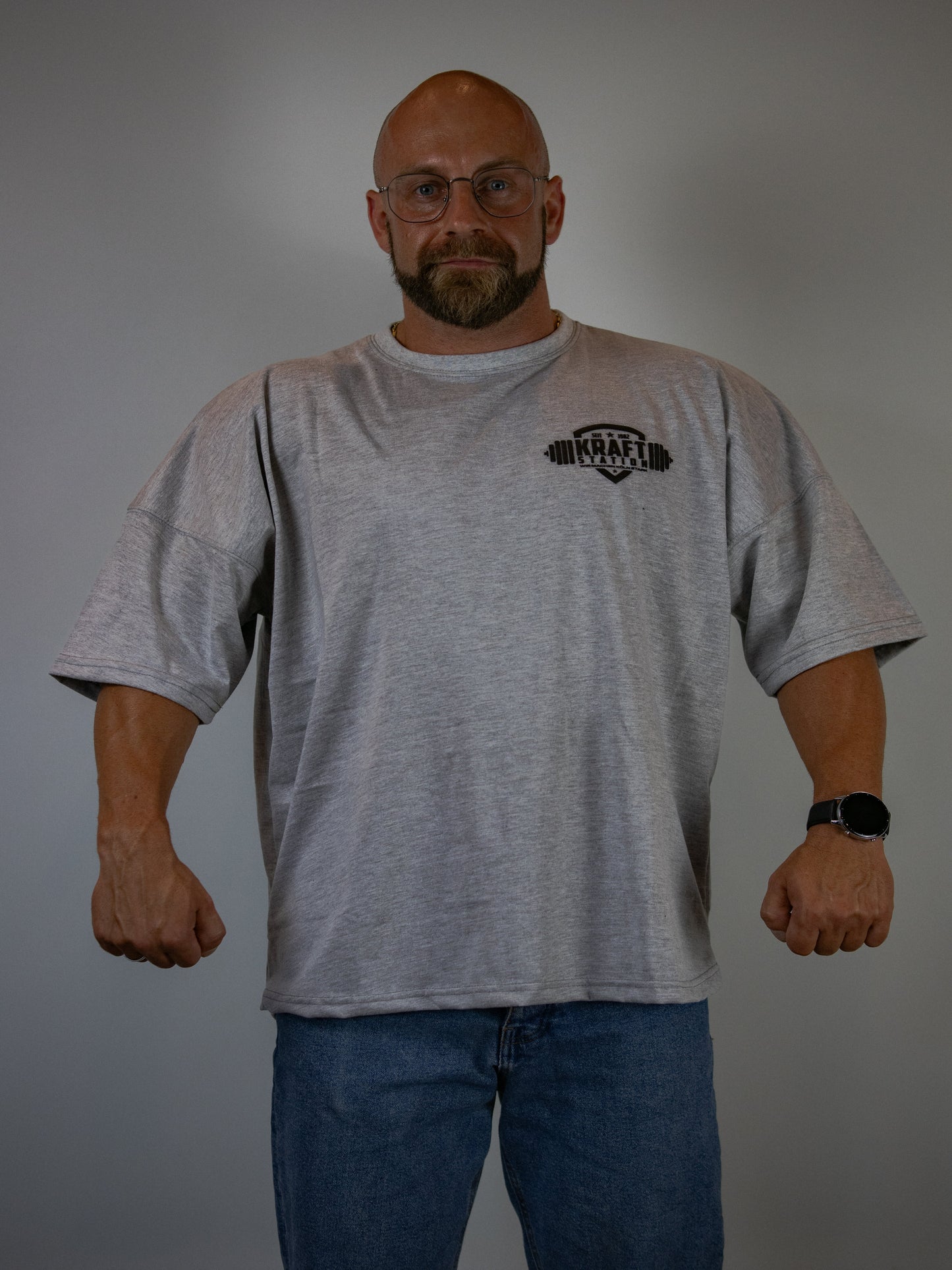 Oversize Kraft Station T-Shirt Grau