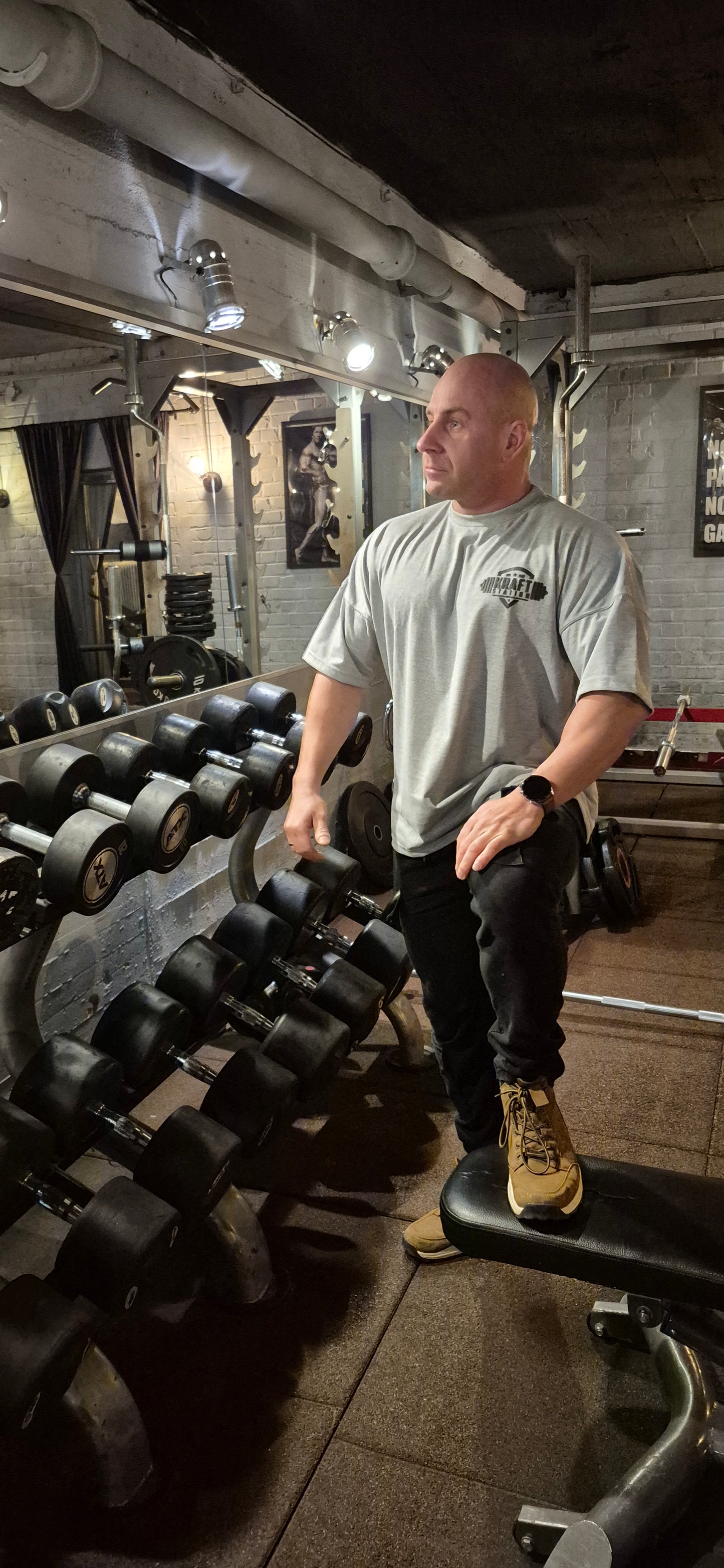 Oversize T-Shirt Grau Kraft Station Athlet *NEU