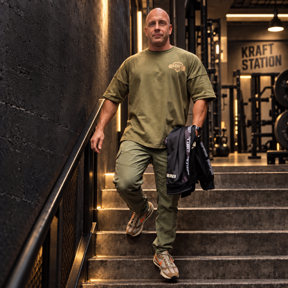 Kraft Station Oversize T-Shirt „East Side Cologne“ – Olive