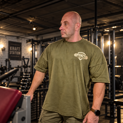 Kraft Station Oversize T-Shirt „East Side Cologne“ – Olive